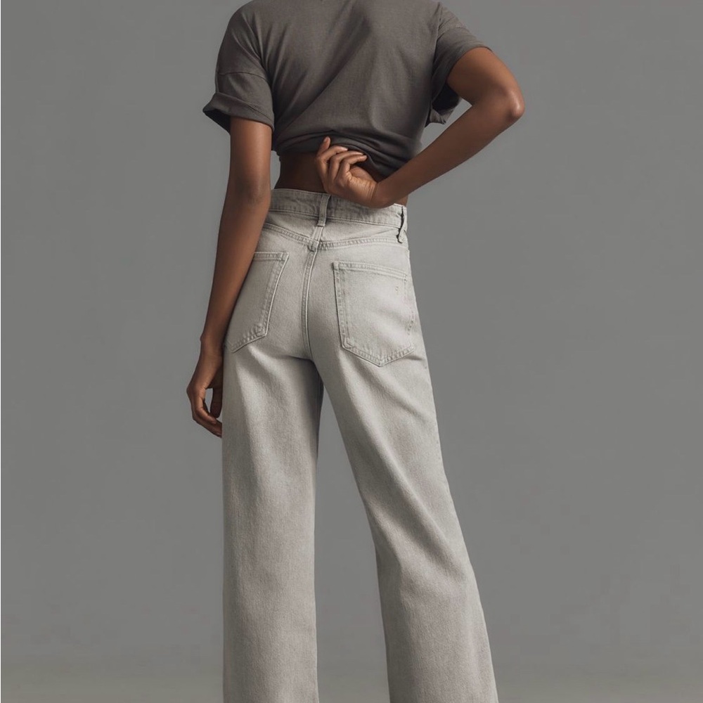 Pilcro Wide-Leg High-Rise Jeans in Light Gray - Picture 2 of 5